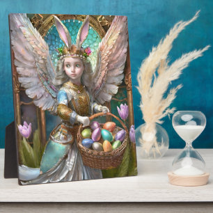 Plaque Photo Fille portant le costume de lapin de Pâques