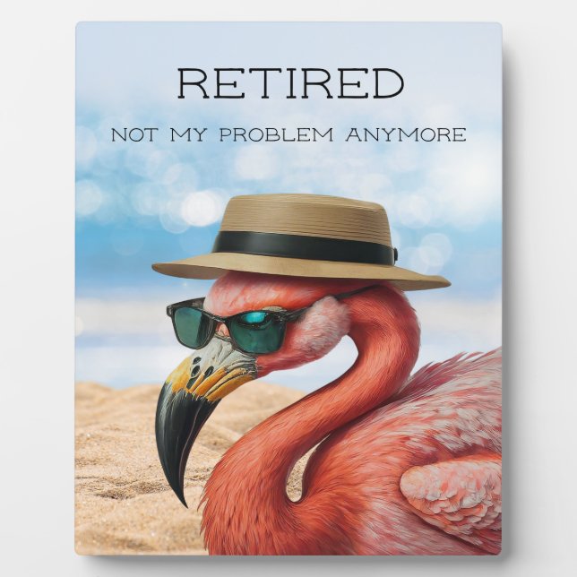 Plaque Photo Flamant rose à la retraite sur la plage avec Casqu (Devant)