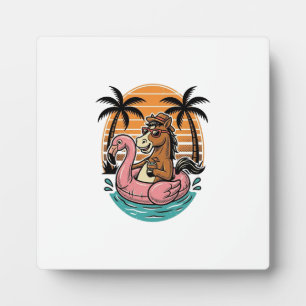 Plaque Photo Flamant Rose Cheval Vintage Float Design Vacances