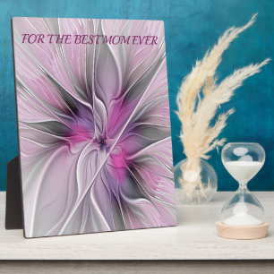 Plaque Photo Fleur abstraite fractale florale rose gris Meilleu