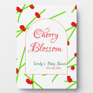Plaque Photo Fleur de cerisier en forme d'arche rouge vert baby