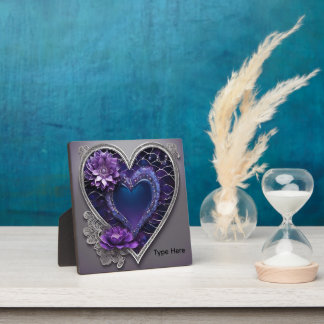 Plaque Photo Fleur de cœur en dentelle violette gothique foncée