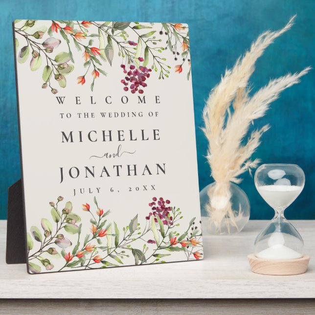 Plaque Photo Fleur sauvage Meadow Mariage Ecru Affiche de bienv (Côté)