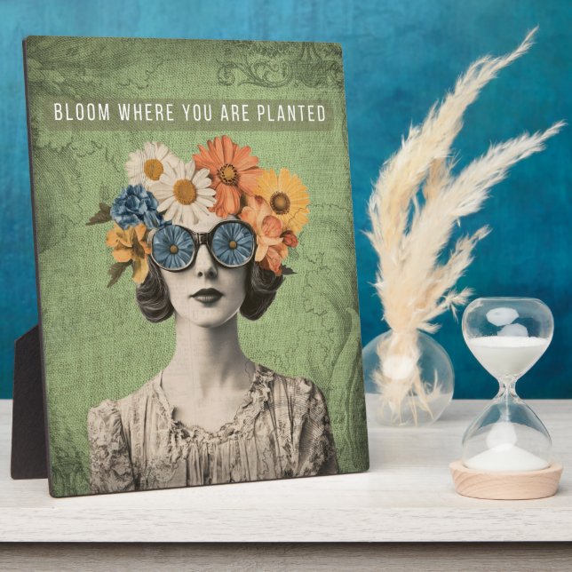 Plaque Photo Fleuron où planté Surreal Flower Woman (Côté)