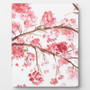 Plaque Photo Fleurs de cerisier rose aquarelle fleurie