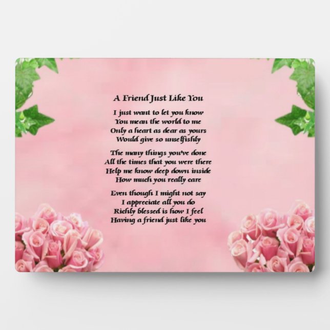 Plaque Photo Fleurs Design - Poème d'ami (Devant)