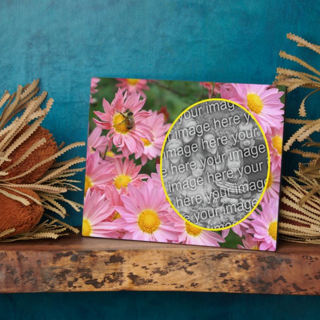 Plaque Photo Fleurs Faisy Et Bumble Beer Ajoutez Votre Propre P (Côté)