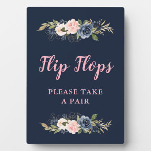 Plaque Photo flip flops rose fleur marine mariage faveurs signe