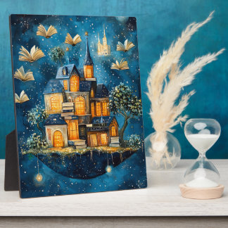 Plaque Photo Floating House of Books Fantasy Tabletop Art