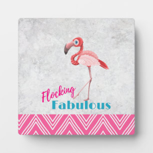 Plaque Photo Flocking Fabulous Pun avec Flamant rose rose