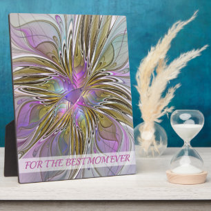 Plaque Photo Floral Abstrait Fractal Avec Rose & Or Meilleure M