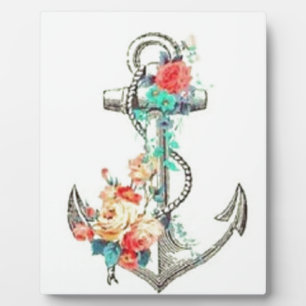 Plaque Photo Floral anchor nautical