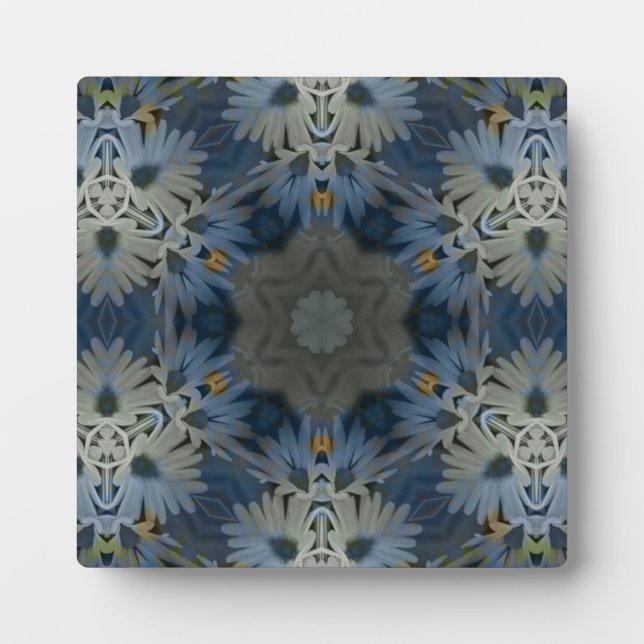 Plaque Photo Floral de marguerite bleu antique (Devant)