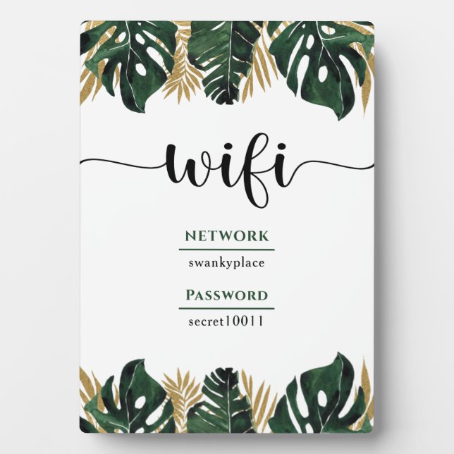 Plaque Photo Floral Greenery Wifi Mot de passe Business (Devant)