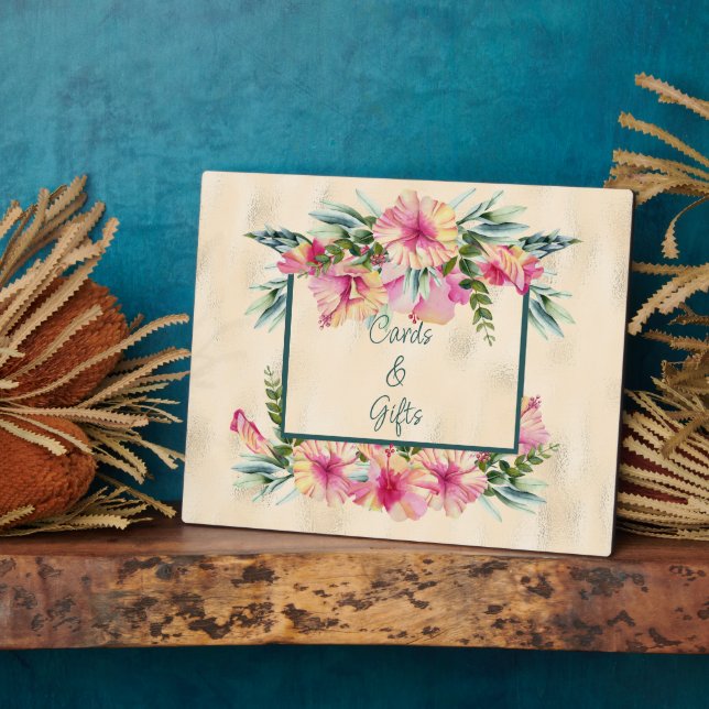 Plaque Photo Floral Laissez vos cartes et cadeaux ici (Côté)