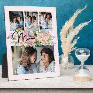 Plaque Photo Flower Script Love You Mom 4 Photo Collage