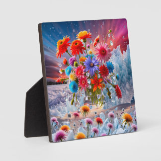 Plaque Photo Flowers and Ice Crystals