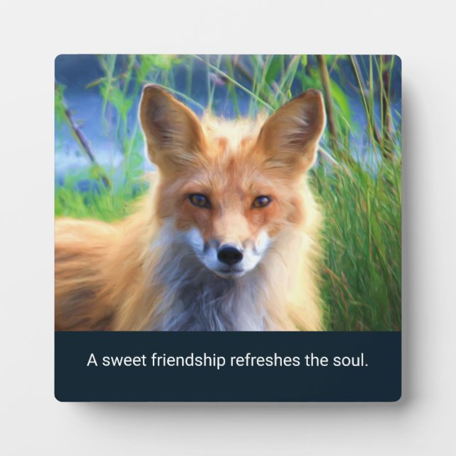 Plaque Photo Fluffy Red Fox avec soumission d'amitié (Devant)