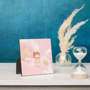 Plaque Photo Flûte printanière : fille lapin jouant de la musiq