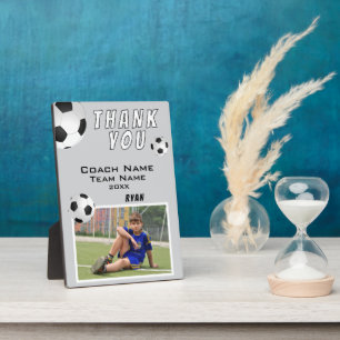 Plaque Photo Football Gris Ball Sports Coach Merci