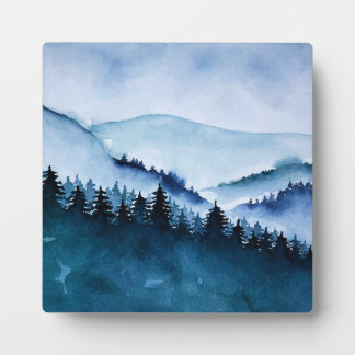 Plaque Photo Forêt de brouillard d'aquarelle