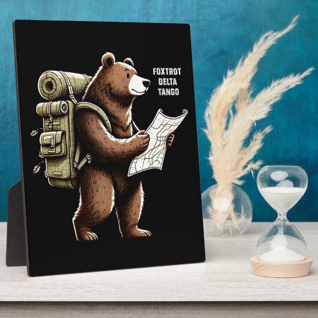 Plaque Photo Foxtrot Delta Tango Drôle Ours (Côté)