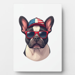 Plaque Photo Frenchie portant des couleurs USA (3)