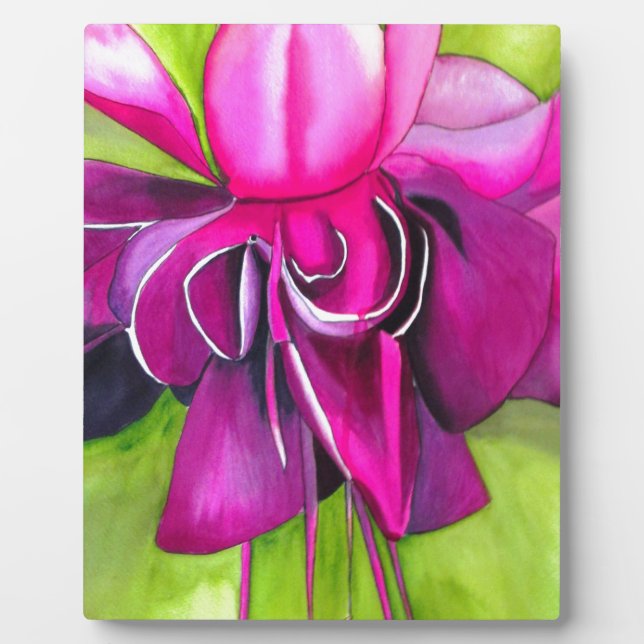 Plaque Photo Fuchsia pop art watercolour flower (Devant)