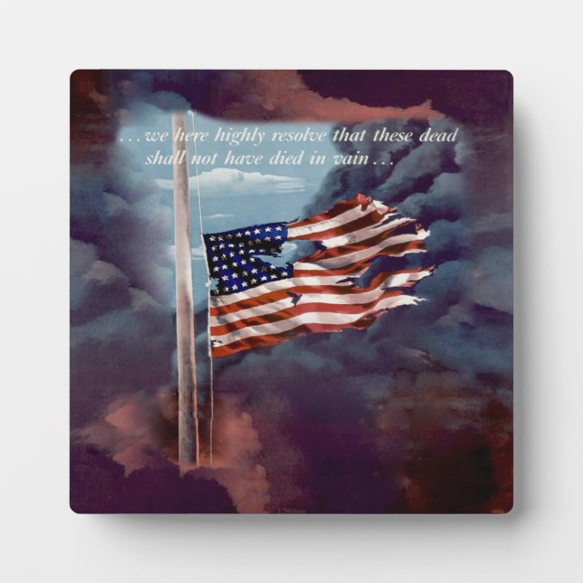 Plaque Photo Fumée tombée mais pas oubliée et drapeau déchiré (Devant)