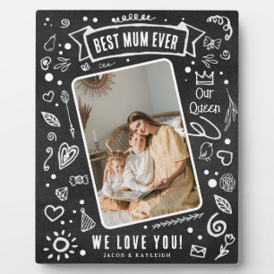 Plaque Photo Fun Chalkboard Doodle photo Meilleure maman Jamais
