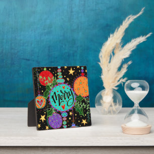 Plaque Photo Fun coloré Joyeux Ornements Noël