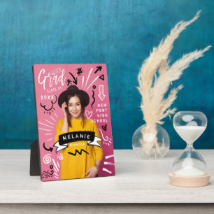 Plaque Photo Fun Doodle Sketch Magazine Couverture Girl Grad Ph
