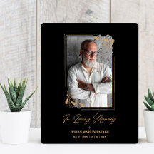 Funérailles Noir Faux Branches Dorées Photo Souven