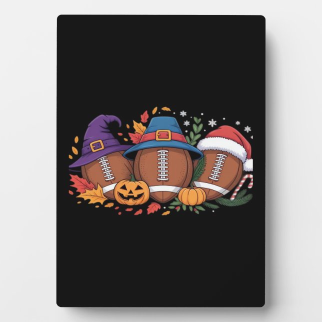 Plaque Photo Funky Football Halloween Thanksgiving Xmas Éffraya (Devant)