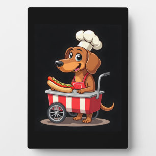 Plaque Photo Funny Dachshund Chien Hotdog Sandwich Weenie Sauci