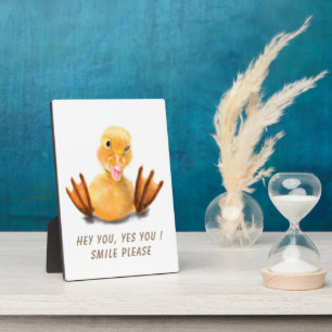 Plaque Photo Funny Jaune Canard Jouer Wink Smile - Texte Person