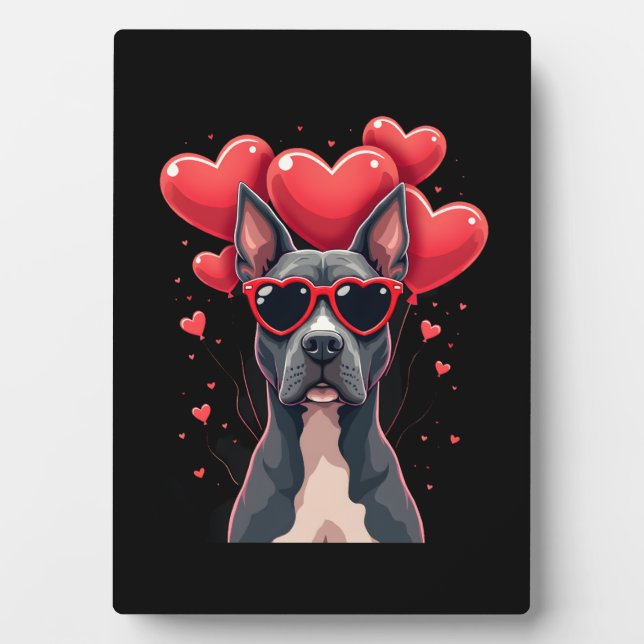Plaque Photo Funny Pitbull Heart Valentines Day Dog Dad Mom Gif (Devant)