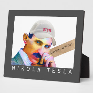 Plaque Photo Funny Tesla Portrait Tabletop Art
