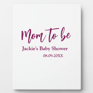 Plaque Photo Futur maman baby shower nom date rose simple minim