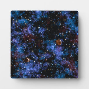 Plaque Photo Galaxies colorées, étoiles et planètes la nuit