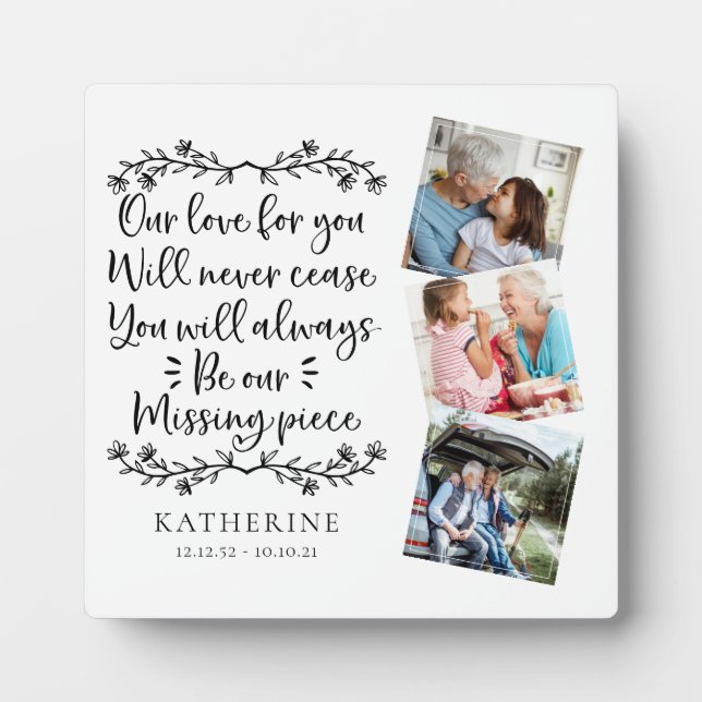 Plaque Photo Garde-photo Mémorial de famille Trois (Devant)