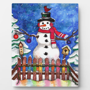Plaque Photo Garden Snowman