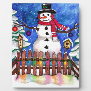 Plaque Photo Garden Snowman