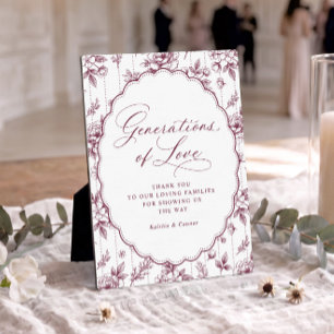 Plaque Photo Générations d'amour de vin rouge foncé de mariage