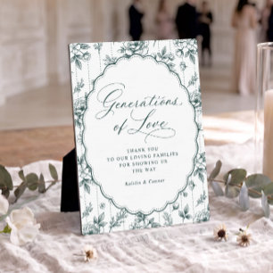 Plaque Photo Générations d'amour Vintage Mariage Vert Émeraude
