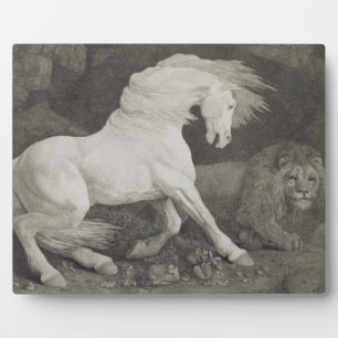 Plaque Photo George Stubbs Un cheval affligé par un lion, eng