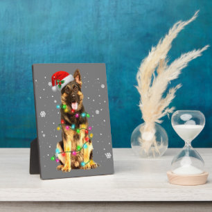 Plaque Photo German Shepherd Dog Tree Christmas Sweater Xmas Do