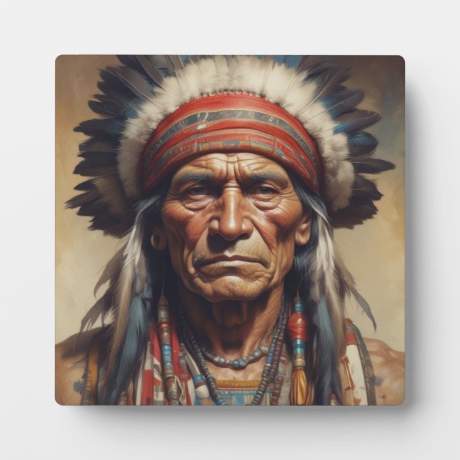 Plaque Photo Geronimo Portrait du chef guerrier indien (Devant)