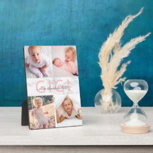 Plaque Photo Gigi Petits-Enfants Photo Collage Marbre Blush Pin