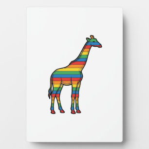 Plaque Photo Girafe Arc-en-Ciel Gravure Vintage Vector Design_1